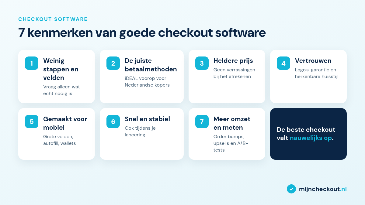 Infographic: 7 kenmerken van goede checkout software
